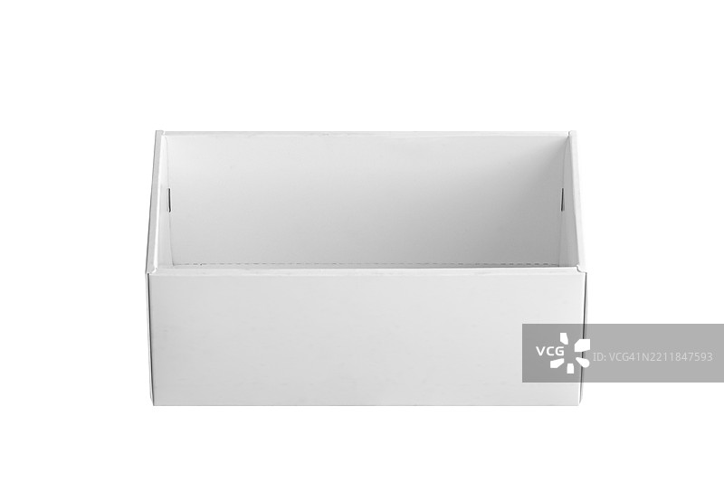 白色背景上孤立的打开白色纸盒。剪切路径。图片素材