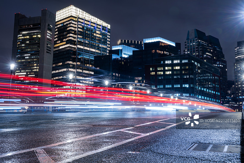 波士顿夜景天际线。图片素材