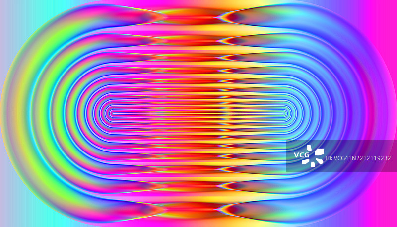 充满活力的抽象渐变图案，色彩斑斓的波浪。明亮的抽象设计，展现了色彩渐变的波浪和对称图案，色调鲜艳。图片素材