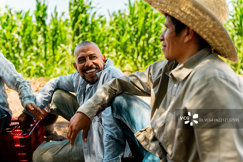 农民在农场交谈图片素材