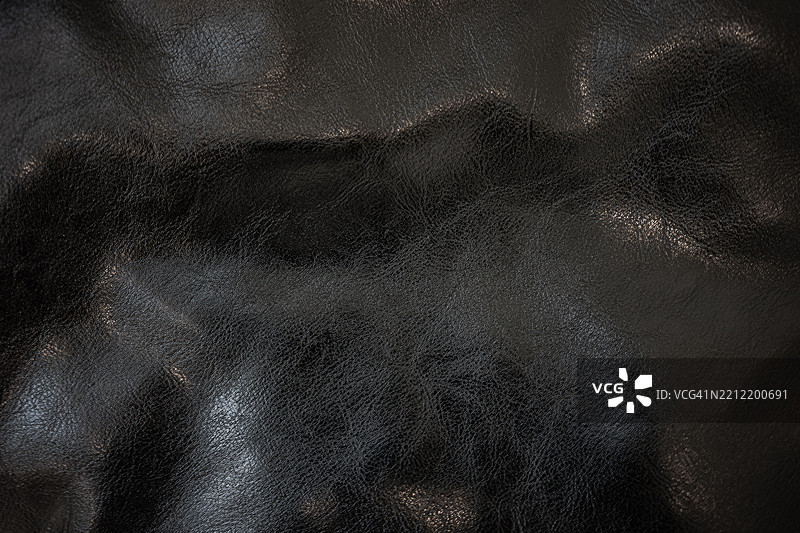 黑白色的仿皮革特写，展现光影效果。图片素材