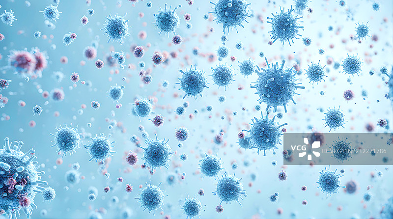 显微镜下的蓝色细菌背景图片素材