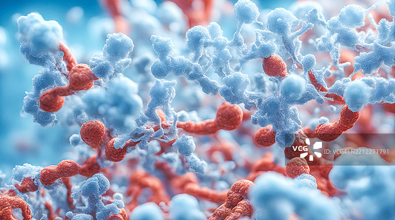 3D病毒细胞攻击DNA链图片素材