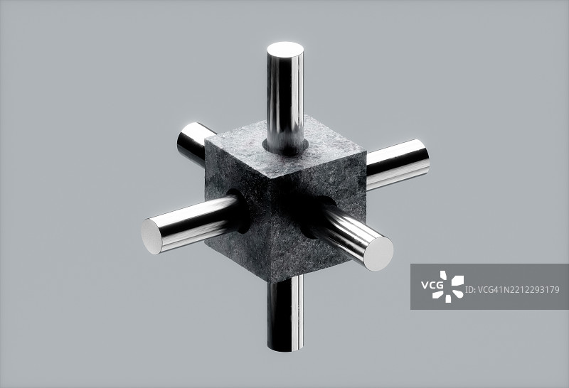 立方体中的圆柱体图片素材