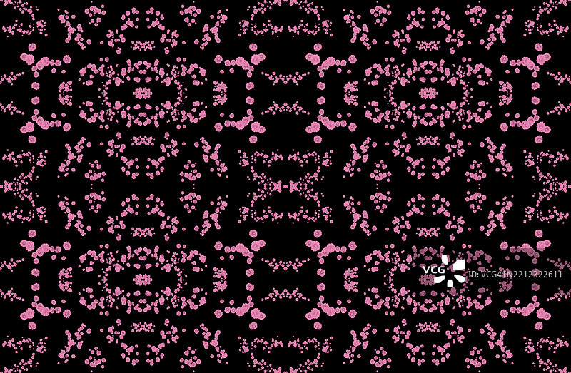 黑色背景上的民族伊卡特无缝图案，带有部落风格。图片素材