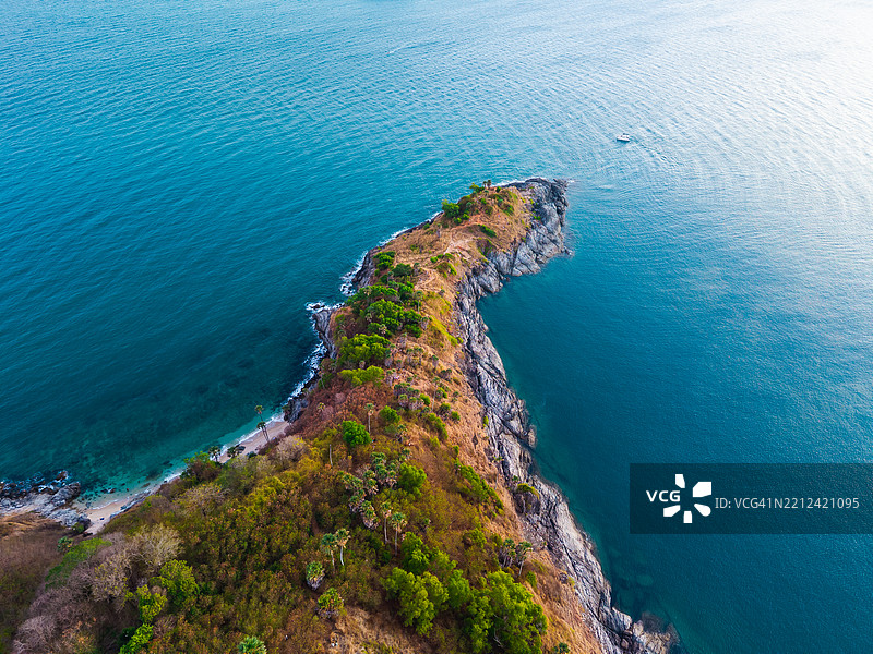 普吉岛普罗姆泰普角日落的鸟瞰图图片素材