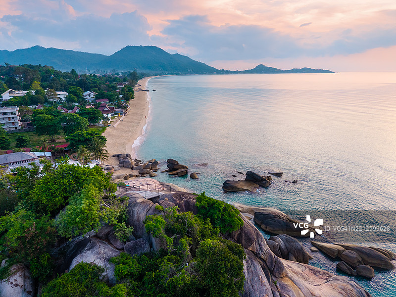 泰国苏梅岛拉迈海滩的鸟瞰图图片素材