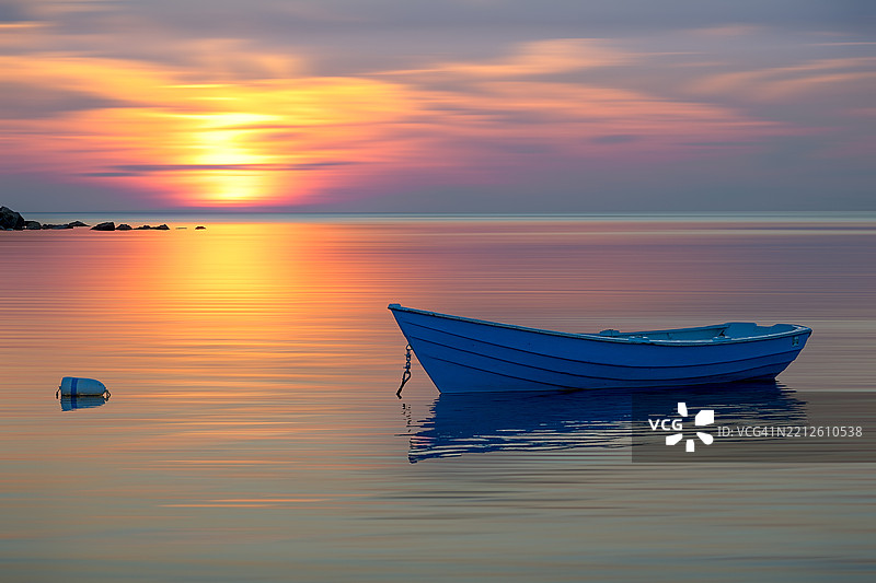 海洋与橙色天空的美丽景色，美国图片素材