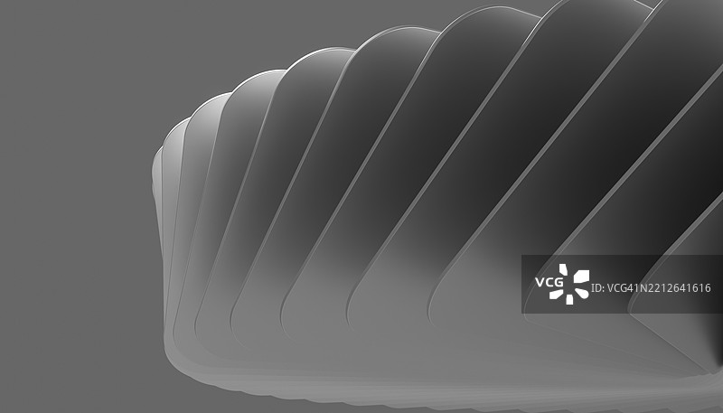 抽象的灰度设计，具有重叠的曲线几何形状，背景光滑。Blender 3D 插图图片素材