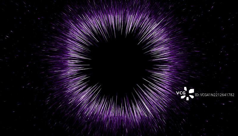 在黑暗背景上，抽象的紫色和黑色光线射线形成的圆形爆发。Blender 3D 插图图片素材