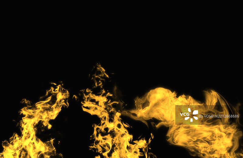 黑色背景上的火焰特写图片素材