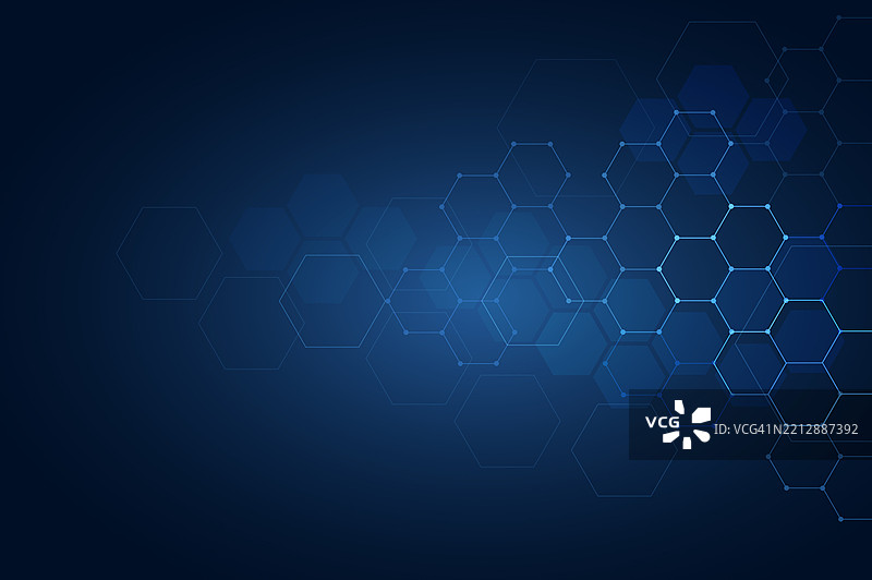 蓝色六边形背景，抽象蓝色科技六边形背景图片素材