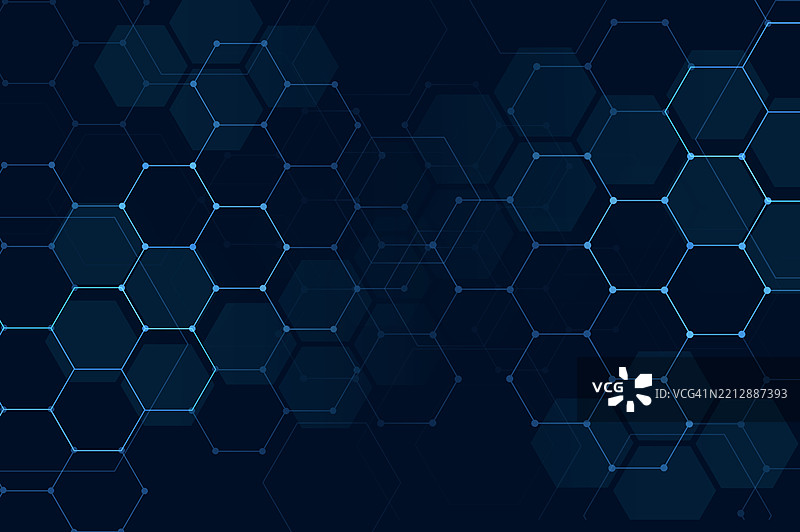 蓝色六边形背景抽象蓝色科技六边形背景图片素材