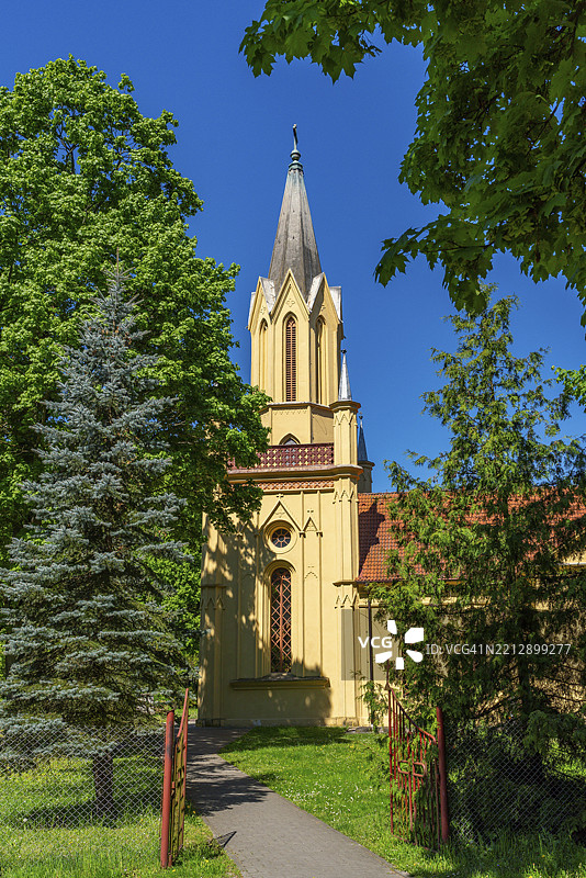 波兰卢布斯基省维特尼察的达布罗辛历史村庄教堂，德国塔姆塞尔，欧洲图片素材
