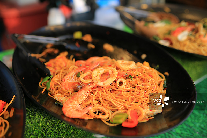 海鲜意大利面。图片素材