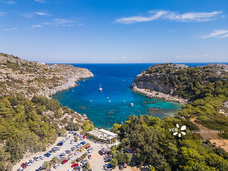罗德岛港口和海岸线的鸟瞰图图片素材