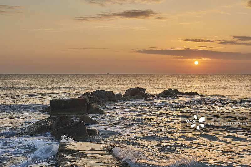 日落时分的海景，西班牙阿利坎特图片素材