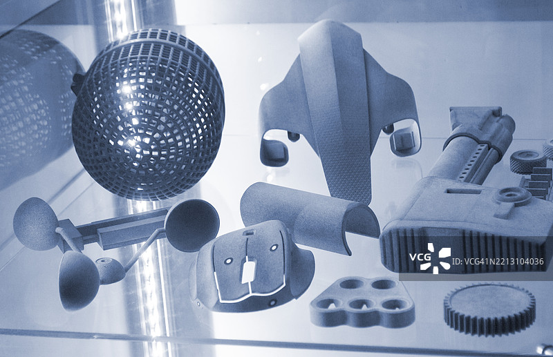 灰色聚酰胺粉末3D打印机模型特写细节图片素材