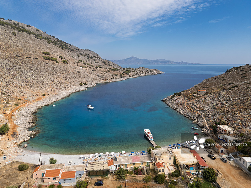 海湾和海岸线的鸟瞰图，西米岛图片素材