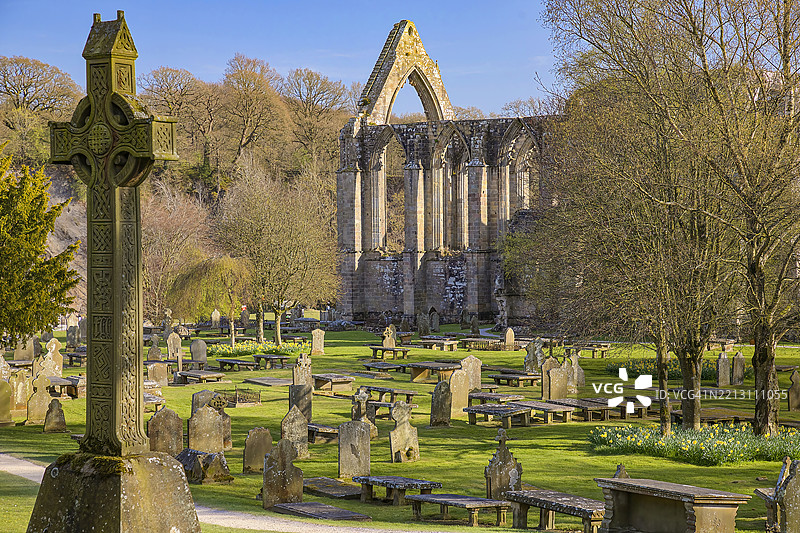 博尔顿修道院，约克郡山谷，约克郡，英国图片素材