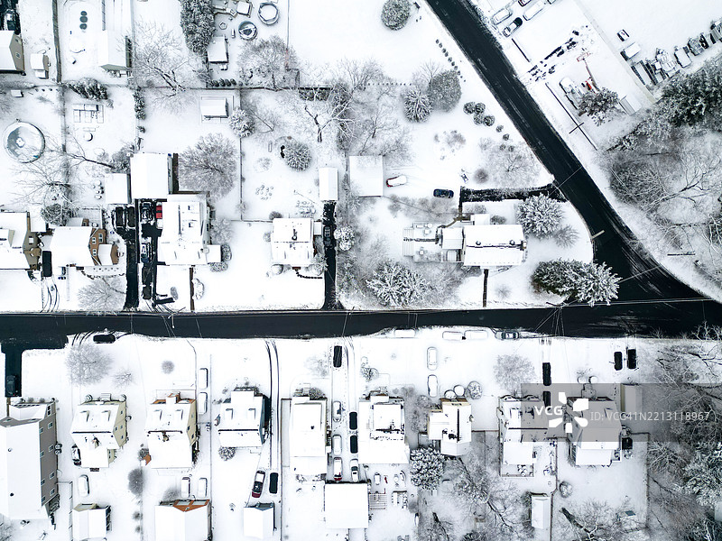 冬季俯瞰的小镇图片素材