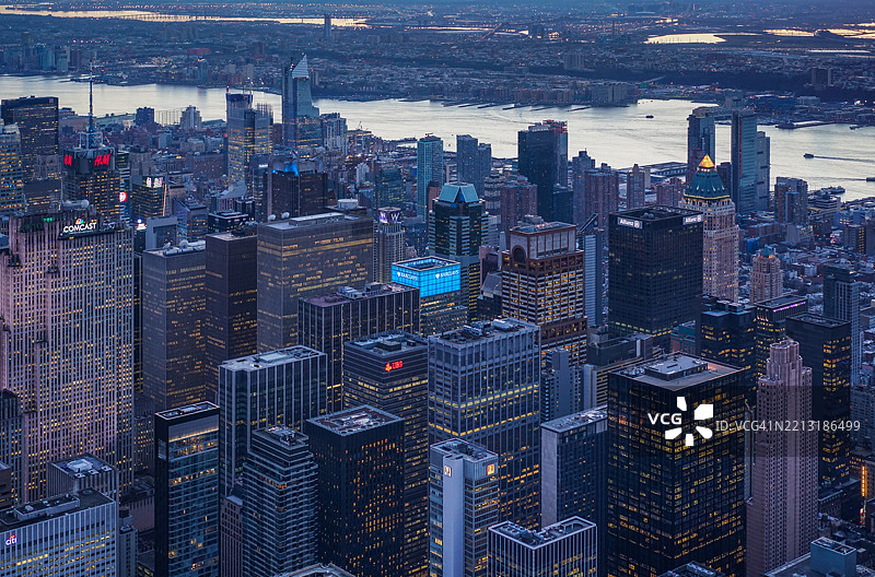 2016年纽约的黄昏鸟瞰图图片素材