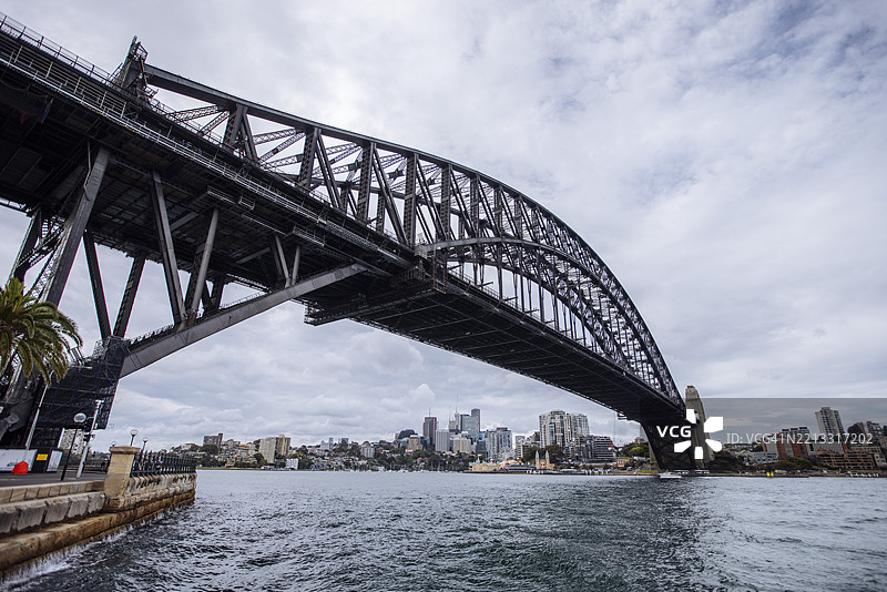 悉尼海港大桥在阴云密布的天空下图片素材