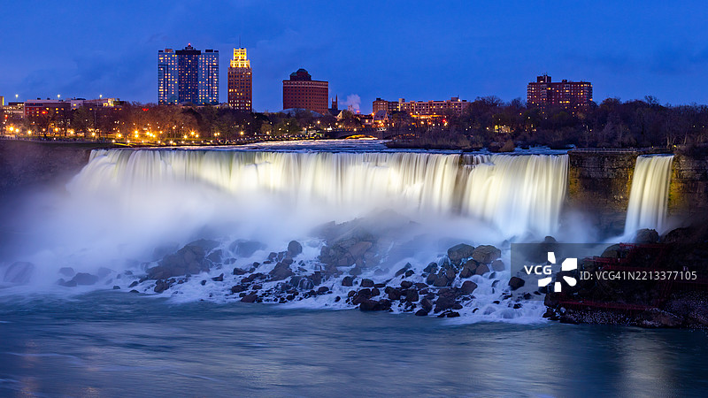 尼亚加拉大瀑布的景观 - 从加拿大安大略省拍摄，展现美国纽约的尼亚加拉大瀑布图片素材