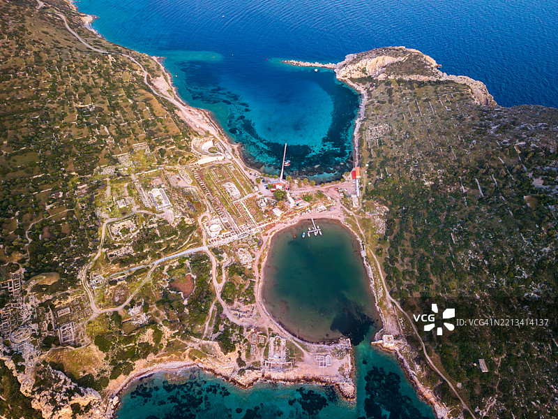 克尼多斯古城的鸟瞰广角镜头图片素材