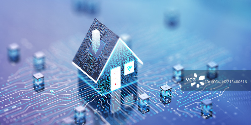 智能家居。安全系统技术概念图片素材