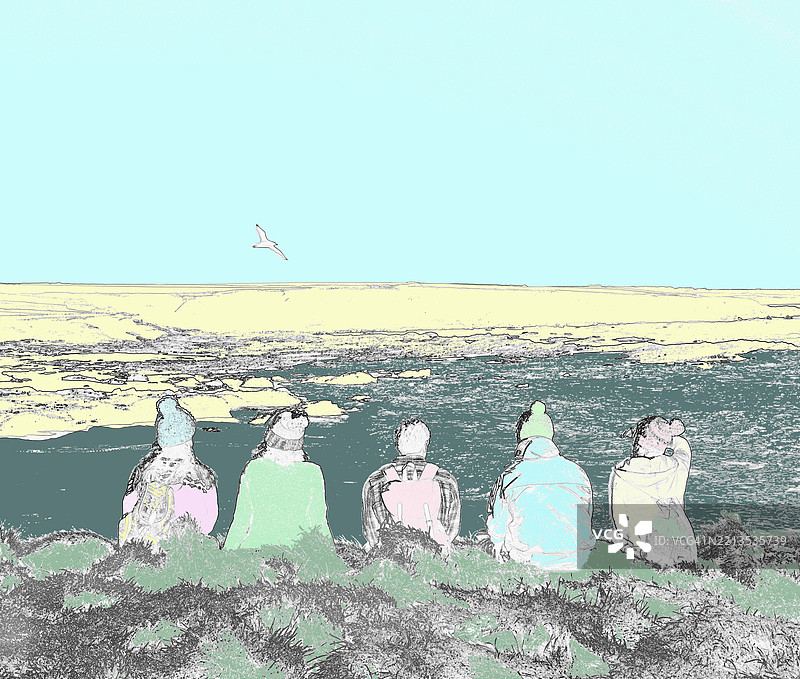 朋友们在海边聚会图片素材