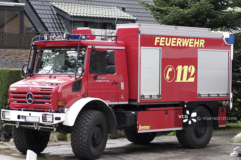 消防车、水罐车、志愿消防队、112、德国、乌尼莫克型消防车、欧洲图片素材