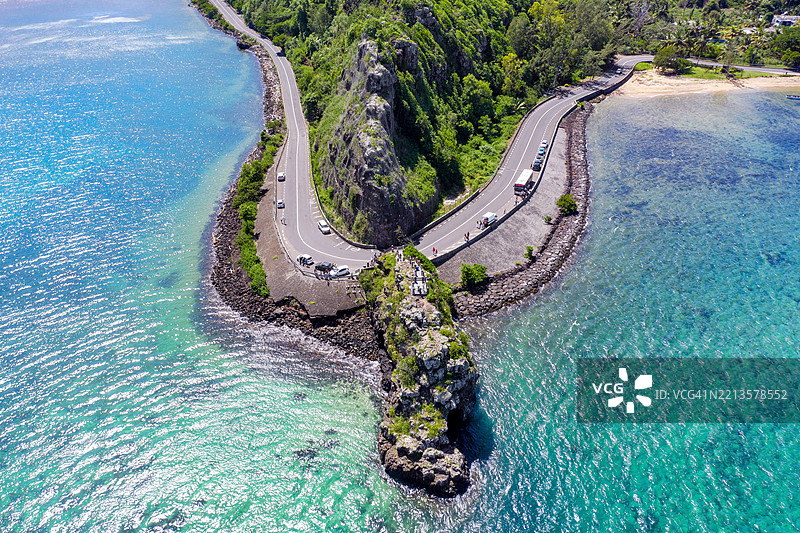 毛里求斯马孔德观景点的航拍全景图图片素材