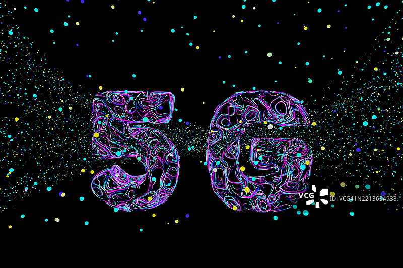 5G技术网络数据概念，3D渲染图片素材