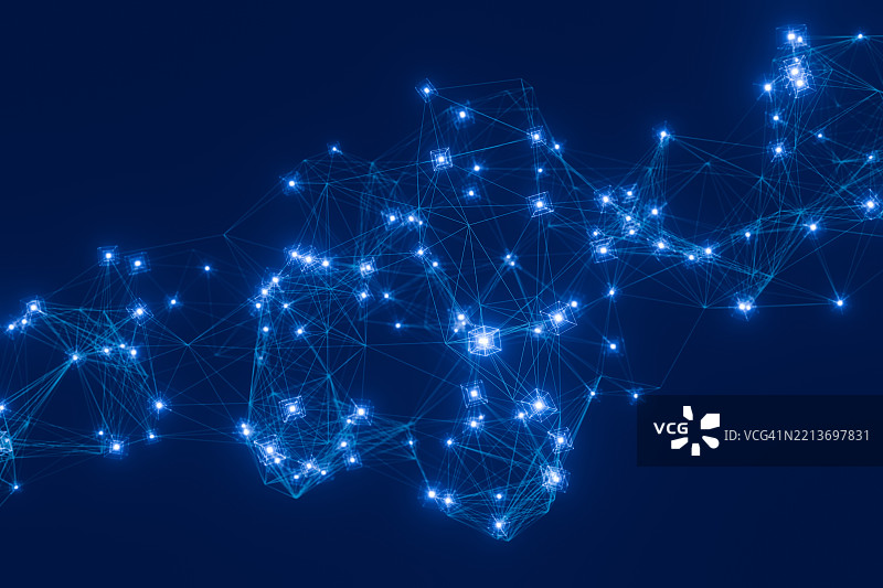 发光节点在数字网络中连接图片素材