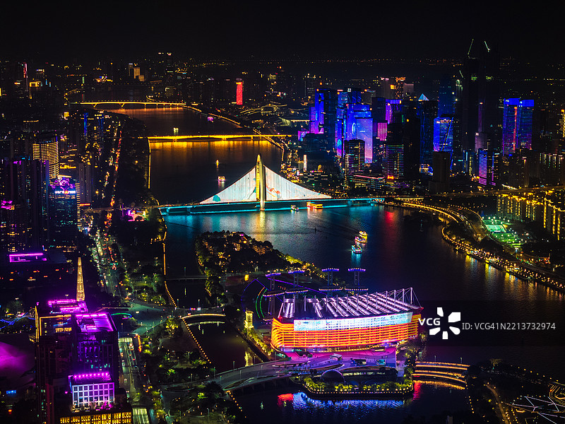 无人机拍摄的广州夜景图片素材