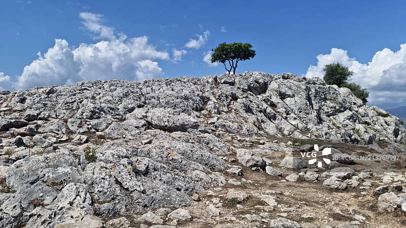 希腊伯罗奔尼撒半岛迈锡尼考古遗址的城堡景观图片素材