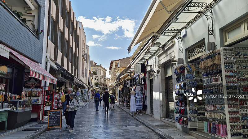 在希腊雅典的普拉卡购物图片素材