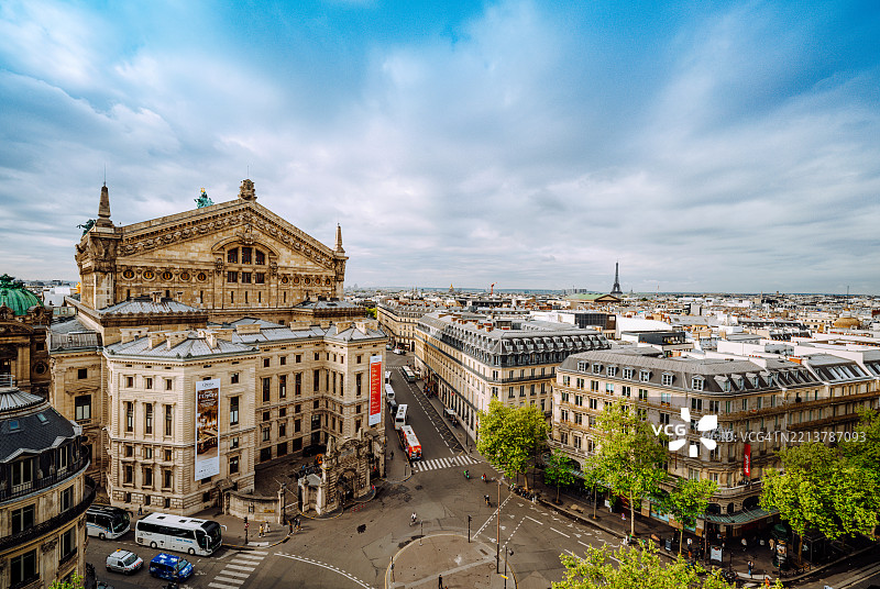 美丽的巴黎空中视角，展现标志性地标和建筑细节图片素材
