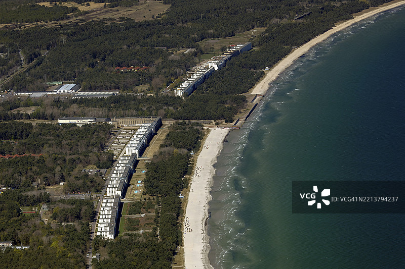 宾茨,普罗拉巨像,概览,吕根岛,梅克伦堡-前波美拉尼亚,德国,小型飞机航拍,2025年4月27日图片素材