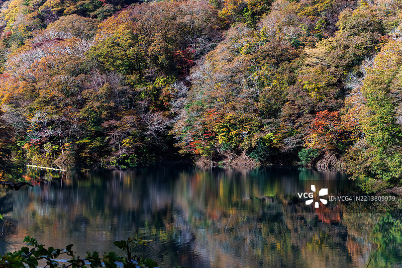 湖面上漂浮着浮标和其他物体，用于船只比赛练习。图片素材