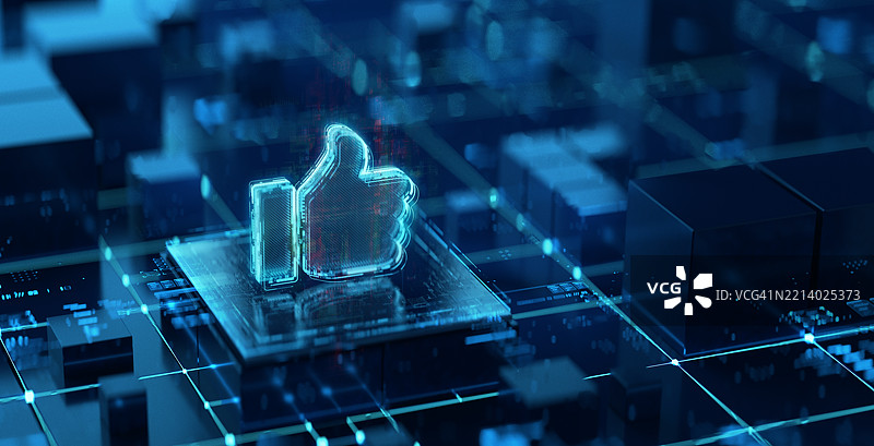 数字未来背景中的点赞图标图片素材