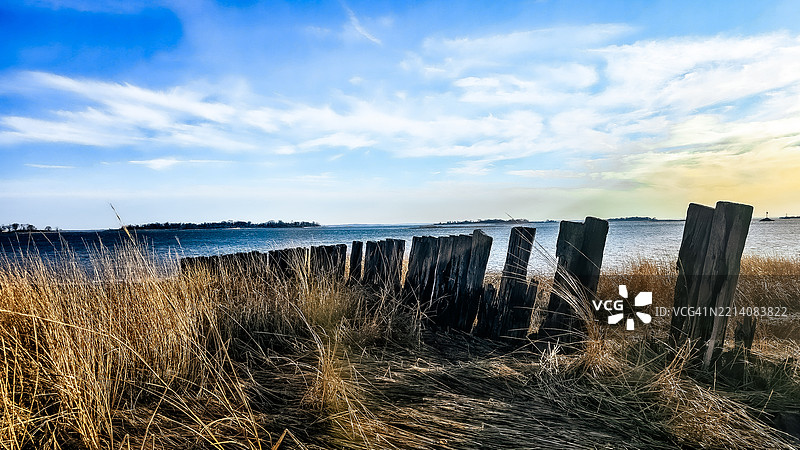 康涅狄格州诺沃克的海洋与天空的美丽景色图片素材
