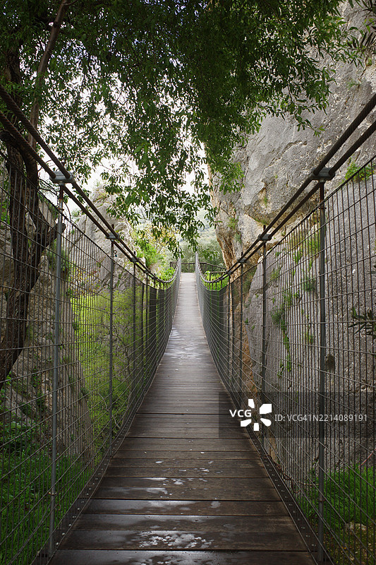 空荡荡的步道在森林中的树木间，西班牙祖赫罗斯图片素材