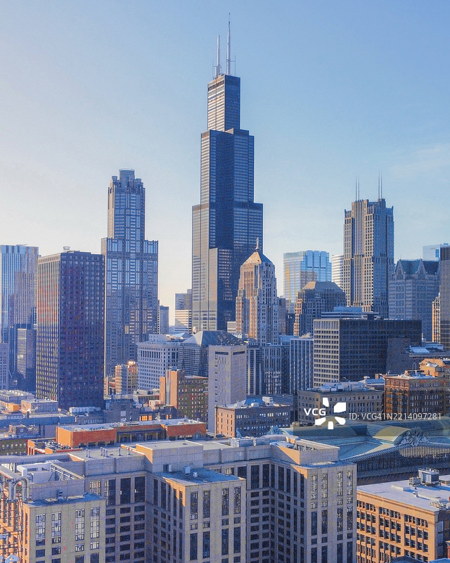 美国伊利诺伊州芝加哥的摩天大楼景观图片素材