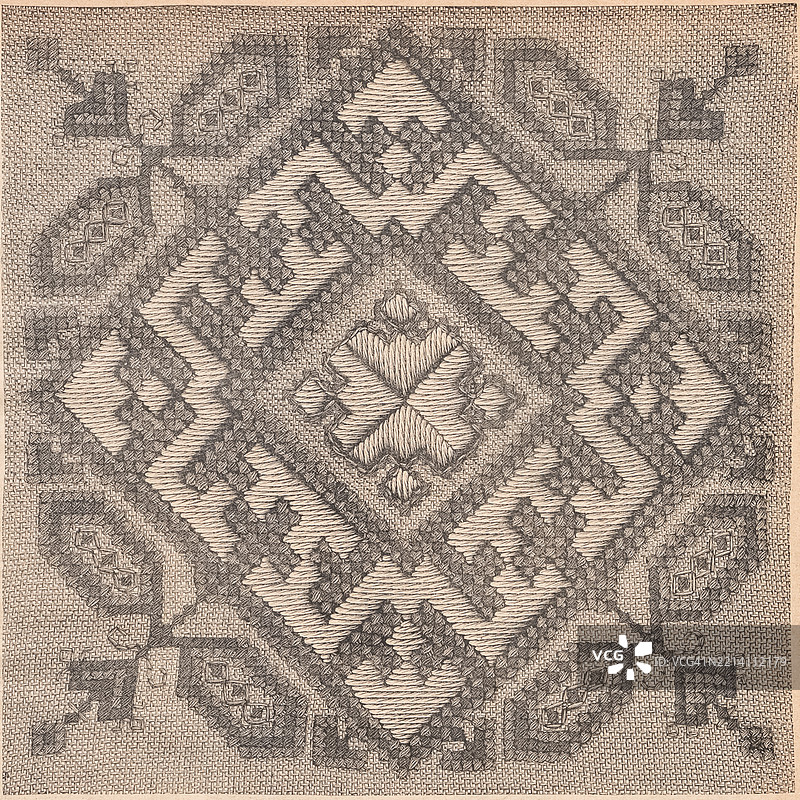 复古刺绣图案图片素材