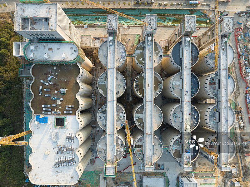 新建粮食储存仓库的鸟瞰图图片素材