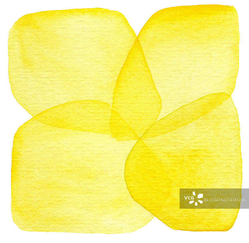 水彩插图，重叠的黄色抽象形状形成方形背景图片素材