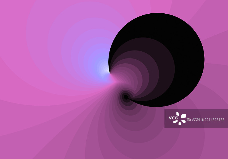 现代抽象背景，椭圆形粉色光轨在黑色背景上无限延伸。图片素材
