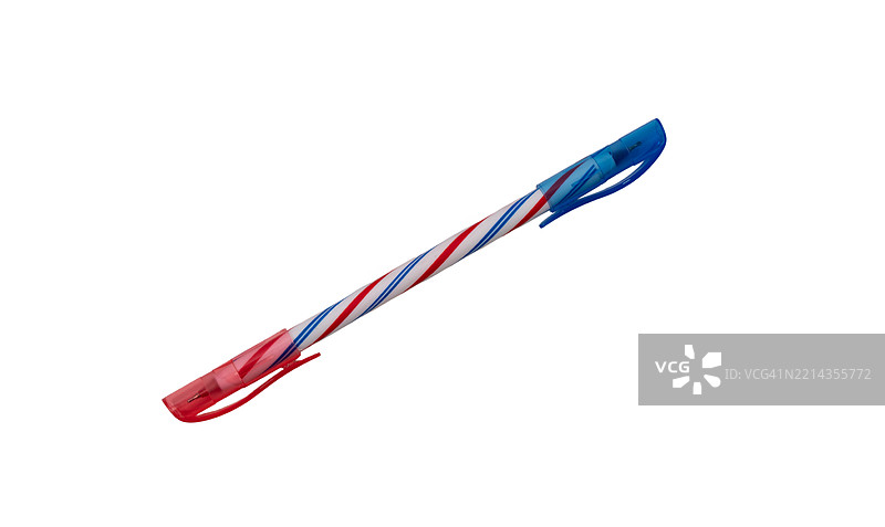 一支蓝色、红色和白色的笔，带有蓝色条纹图片素材
